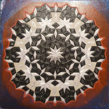 Sensual Mandala II", Mischtechnik-Collage auf Karton, 22 x 22 cm