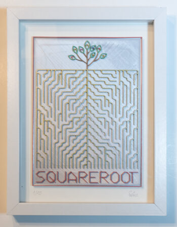 Square Root. Acrylfarbe auf 3D-Druck und Karton, gerahmt, 20 x 26 x 3 cm, limitiert auf 10 Stück